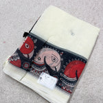 Handblock Printed Cotton Saree with Traditional Peacock & Paisley Border