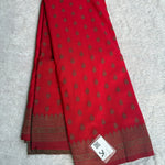 PREMIUM RED KHAADI GEOGRETTE (RICH PALLLU, BUTTA, COCO ZARI, SELF)