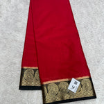 Trending Red & Black Semi Mysore Crape (Premium, Mango Border)