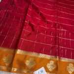 Semi Mysore Crape with Rich Pallu (Premium, Checks, Flower Border)