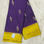 Semi Mysore Crape with Rich Pallu (Premium, Checks, Gold & Silver zari)