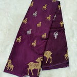 Viscose Elegant Wine Purple Saree with Rich Pallu (Dual-Tone Gold & Silver Deer Zari)