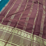 Semi Mysore Crape (Mango / Peacock Lines Border, Contrast)