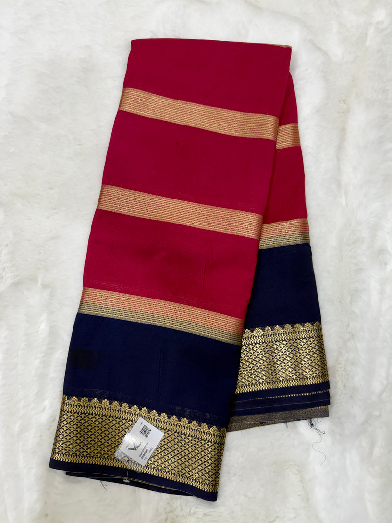 Semi Mysore Crape ( Jaal Border, Contrast)