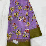 Fancy Cotton with Pallu (Small Border, Floral Design, Contrast Blouse)