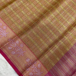 Tissue Silk (Zari Flower Border, Checks Design, Contrast)