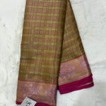 Tissue Silk (Zari Flower Border, Checks Design, Contrast)